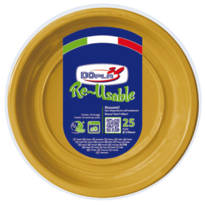 Piatti frutta in PS Dopla Reusable Ø 170 mm oro - conf. 25 pz - 11822