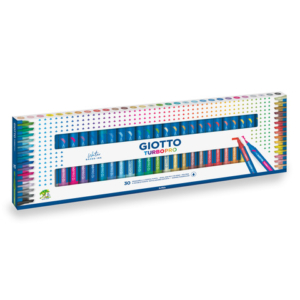 Pennarelli Giotto TurboPro doppia punta scalpello-pennello - conf. da 30 colori assortiti - F427900