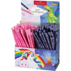 Espositore 144 matite in grafite Faber-Castell HB fusto triangolare unicorno e dinosauro - 111550
