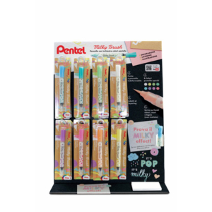 Espositore 24 pennarelli Pentel Milky Brush colori assortiti 0022402