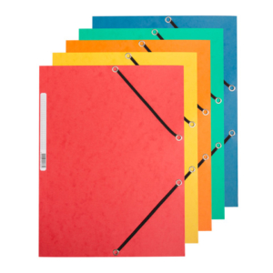 Cartellina a 3 lembi con elastico Q-Connect 24,3x32 cm cartoncino manilla 375 g/m² assortiti cf. 10 - KF02174