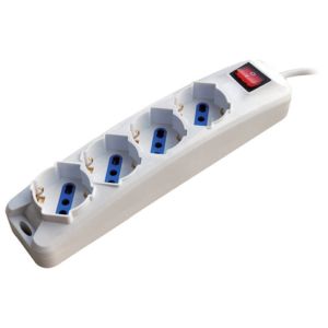 Multipresa a 4 prese schuko/bipasso 10/16A MKC - bianca con interruttore spina 2P+T 16A - 492518350