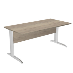 Scrivania piano rovere canadese gamba a L in metallo effetto cromo Presto 160x80xH.72 cm - 003K2/J/AR