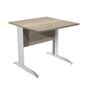 Scrivania piano rovere canadese gamba a L in metallo effetto cromo Presto 80x80xH.72 cm - 001K2/J/AR