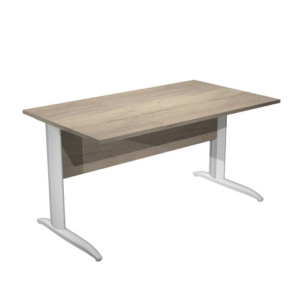 Scrivania piano rovere canadese gamba a L in metallo bianco Presto 140x80xH.72 cm - 002K2/J/AN