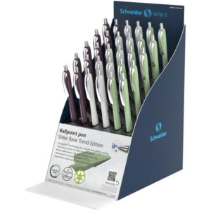 Espositore 30 penne a sfera a scatto ricaricabili Schneider Slider Rave tratto XB inchiostro blu - P399630