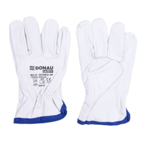 Guanti da lavoro in pelle di capra con polsino elastico bianco Donau Safety conf. 12 pz Tg. 9/L - 32143621-09