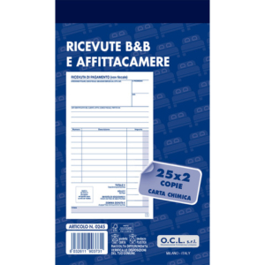 Blocco ricevute B&B e affittacamere O.C.L. 25x2 copie - conf. 10 blocchi - 9,9x17 cm - 0245
