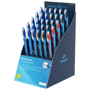 Espositore 30 penne a sfera Schneider Slider Memo tratto XB 3 colori assortiti P399417
