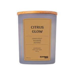Candela di soia in vaso di vetro con coperchio in legno Donau Home 200 g Citrus Glow - 45361411-10