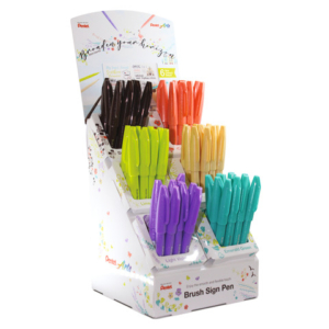 Espositore 60 pennarelli punta in fibra Pentel Brush Sign Pen Trendy colori assortiti - 0022404