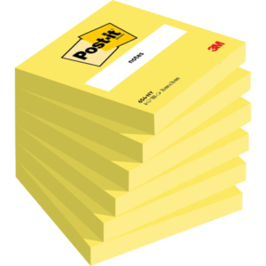 Foglietti Post-it® giallo neon 100 fogli/blocchetto 76x76 mm - conf. 6 pz blisterati singolarmente - 75011N
