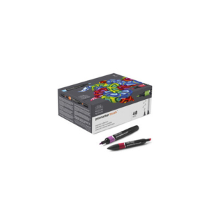 Pennarelli Winsor&Newton Promarker Brush doppia punta scalpello-pennello - conf. 48 pz colori assortiti - 0290080