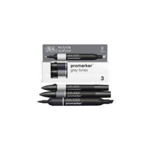Pennarelli Winsor&Newton Promarker doppia punta fine-larga - conf. 3 pz grigio - 0290185