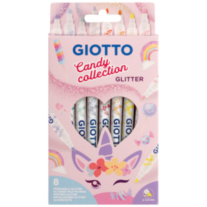 Espositore 80 pennarelli Giotto Glitter Candy Collection composto da 10 conf. da 8 colori Candy assortiti - F428500