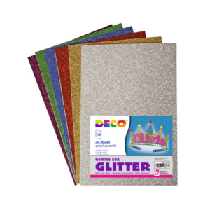 Fogli di gomma Deco Crepp 20x30 cm - conf. 10 fogli in colori assortiti glitterati - 12377