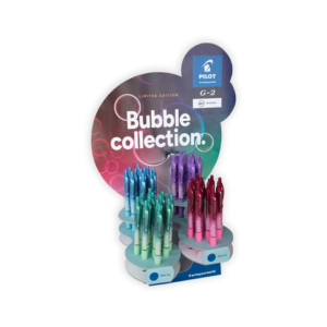 Espositore 48 penne roller Pilot G-2 Bubble limited editon punta 0,7 mm - colori fusto assortiti inchiostro blu -