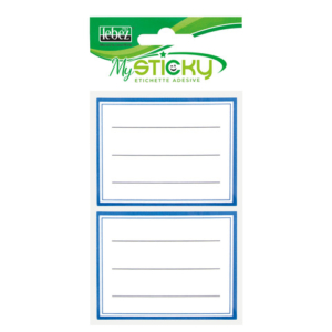 Etichette Lebez 7x5,4 cm - bordo blu - conf. 10 buste da 12 pezzi - A4093