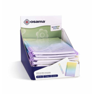 Espositore 12 blocchi note spiralati Osama Rainbow Pastel 120 ff 80 g/m² formato B5 - OW 84045252