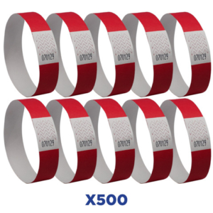 Braccialetti identificativi in Tyvek® Avery resistenti all'acqua - conf. 500 pz - rosso fluo - TYVRD-50