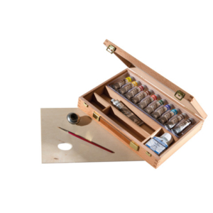 Cassetta in legno Maimeri 20x30 cm - conf. da 10 colori acrilici assortiti + accessori - M1299068