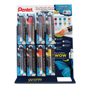 Espositore 24 pennarelli Pentel Dual metallic Brush colori assortiti 0022321