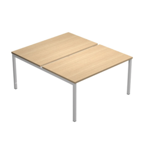 Scrivania Bench doppia Presto Venere Plus Artexport - piano rovere gamba a ponte in metallo grigio 140x164x72,5 cm