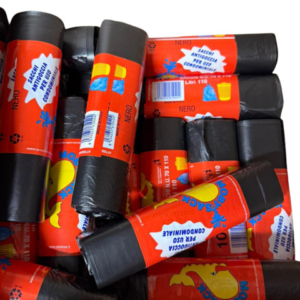 Sacchi immondizia per rifiuti inorganici Moby Sack 110 L - 70x110 cm nero - rotolo da 10 pezzi - 6114