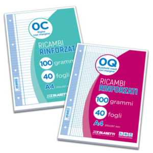 Ricambi rinforzati in PVC Blasetti per quaderni ad anelli A4 - 100 g/m2 - 40 ff 0Q - 5446