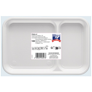 Vassoio rettangolare in PS Dopla Professional 2 scomparti 270x180 mm - conf. 50 pz - 06027