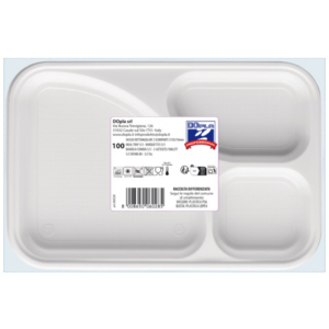 Vassoio rettangolare in PS Dopla Professional 3 scomparti 315x210 mm - conf. 100 pz - 06028