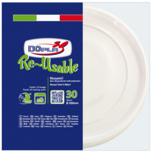 Piatti pizza in PS Dopla Reusable  Ø 320 mm bianco - conf. 30 pz - 06035