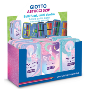 Espositore 6 astucci 3 zip Giotto Catty Candy collezione Supermina fantasie assortite - F963200