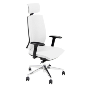 Sedia operativa girevole Unisit Larissa LR1SB con poggiatesta - rivestimento ecopelle bianco - LR1SB/KQ