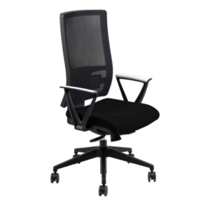 Sedia operativa girevole Unisit Nereide NDA schienale in rete - rivestimento Eco nero - con braccioli - NDA/BRTM/EN