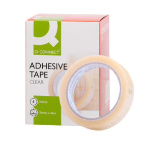 Nastro adesivo trasparente Q-Connect in PP 24 mm x 66 m - conf. 6 rotoli - KF27017