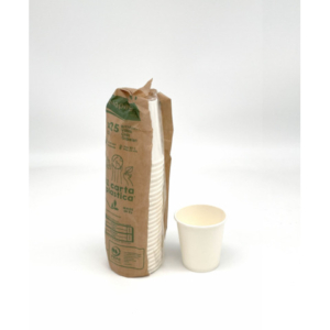 Bicchiere da caffè in cartoncino bianco senza plastica Le Nappage 120 cc - conf. 25 pz - 61688LN