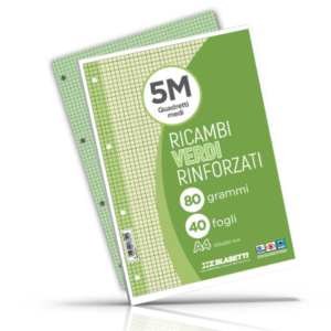 Ricambi rinforzati colorati Blasetti per quaderni ad anelli A4 80 g/m² - 40 ff - 5 mm - verde - 7814