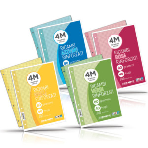 Ricambi rinforzati colorati Blasetti per quaderni ad anelli A4 80 g/m² - 40 ff - 4 mm - azzurro - 7807