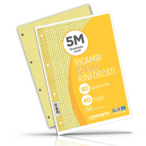 Ricambi rinforzati colorati Blasetti per quaderni ad anelli A4 80 g/m² - 40 ff - 5 mm - giallo - 7811