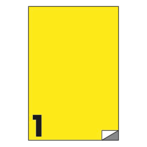 Etichette fluo permanenti Markin 210x297 mm in foglio A4 - 1 et./foglio giallo - conf. 100 fogli