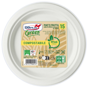 Piatti frutta in polpa Dopla Green Pfas Free bianco - Ø 170 mm - conf. 15 pz - 07903