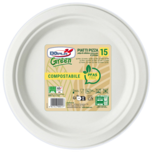 Piatti pizza in polpa Dopla Green Pfas Free bianco - Ø 320 mm - conf. 15 pz - 07906