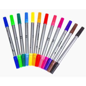 Penne Donau Duo Fiber doppia punta fine-larga in fibra - colori assortiti - conf. 12 pz - 322142