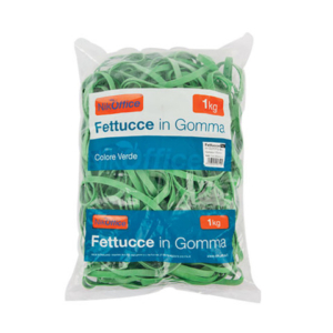 Fettucce in gomma verde 8 mm Nikoffice in busta da 1 Kg - Ø 100 mm - 06NIK029