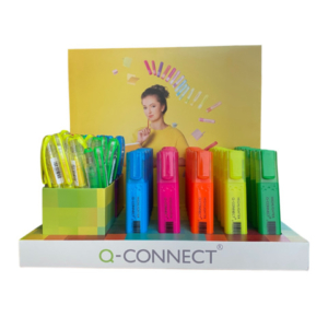 Espositore da banco Q-Connect con evidenziatori classici e a penna in colori assortiti - QCONK00156