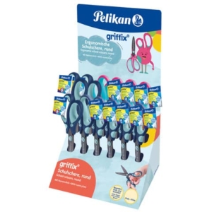 Espositore 12 forbici Griffix Pelikan per destrimani e mancini assortite 300007869