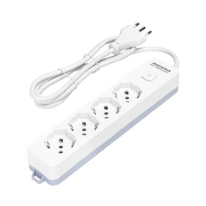 Multipresa con interruttore 16A - cavo 1,5 m - bianco e grigio Aigostar a 4 vie P40 - 281755