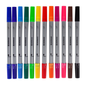 Penne Donau Duo Fiber doppia punta fine-larga in fibra - colori assortiti - conf. 12 pz - 322142