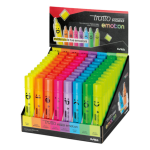 Espositore 80 evidenziatori Tratto Video Emotion 8 colori fluo assortiti F838600